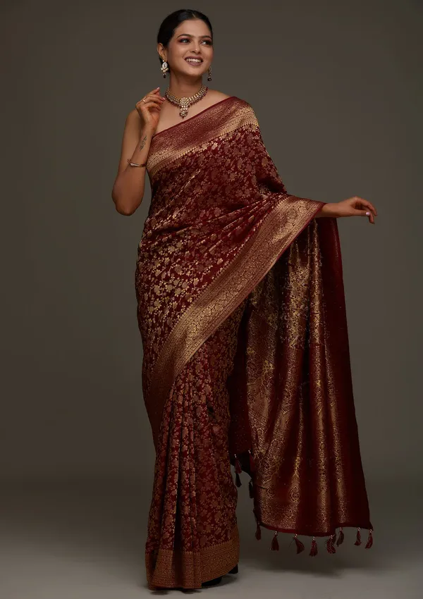 Maroon_Banarasi_Soft_Silk_Saree_For_Women