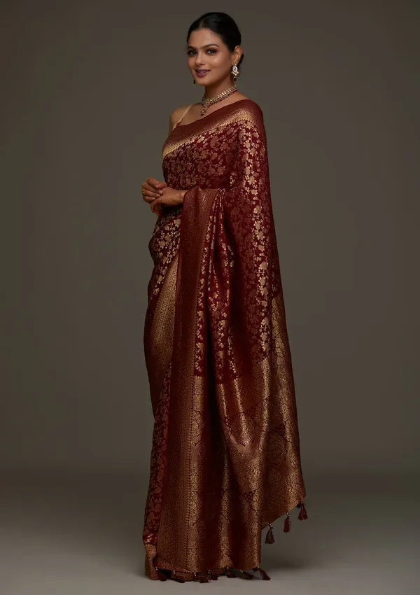 Maroon_Banarasi_Soft_Silk_Saree_For_Women