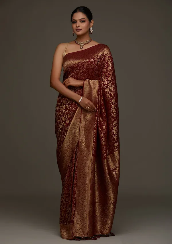Maroon_Banarasi_Soft_Silk_Saree_For_Women