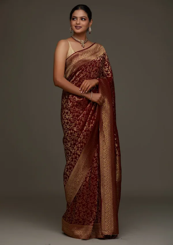 Maroon_Banarasi_Soft_Silk_Saree_For_Women