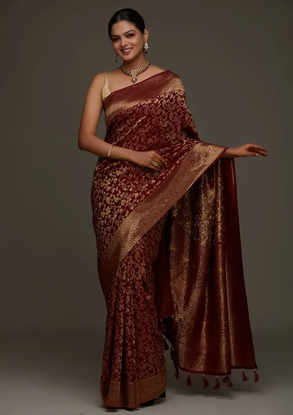 Maroon_Banarasi_Soft_Silk_Saree_For_Women