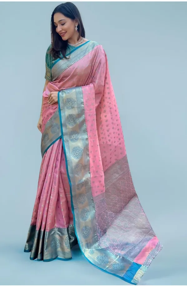 Baby_Pink_Banarasi_Soft_Silk_Saree_For_Women