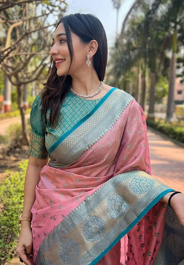 Baby_Pink_Banarasi_Soft_Silk_Saree_For_Women