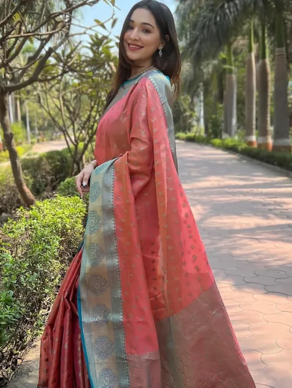 Orange_Banarasi_Soft_Silk_Saree_For_Women