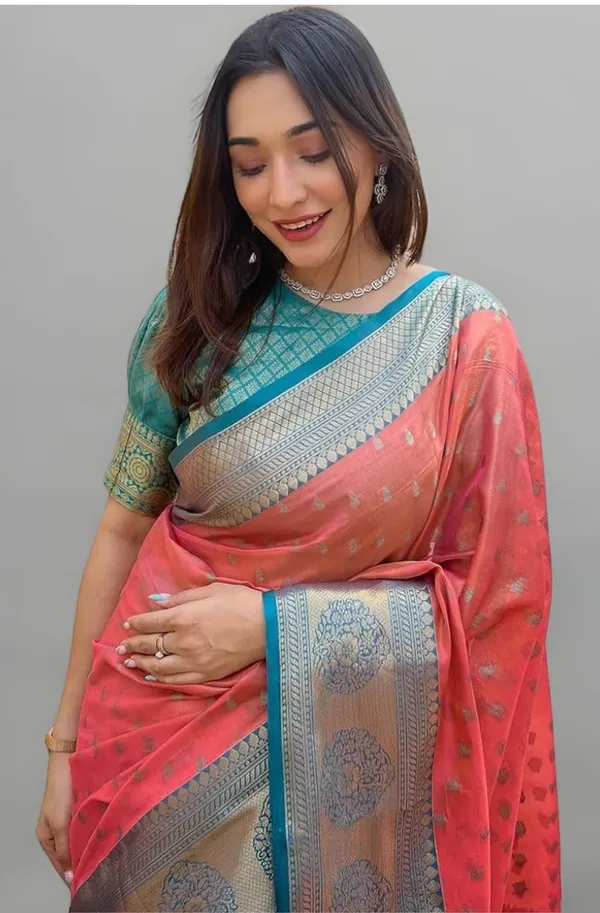 Orange_Banarasi_Soft_Silk_Saree_For_Women