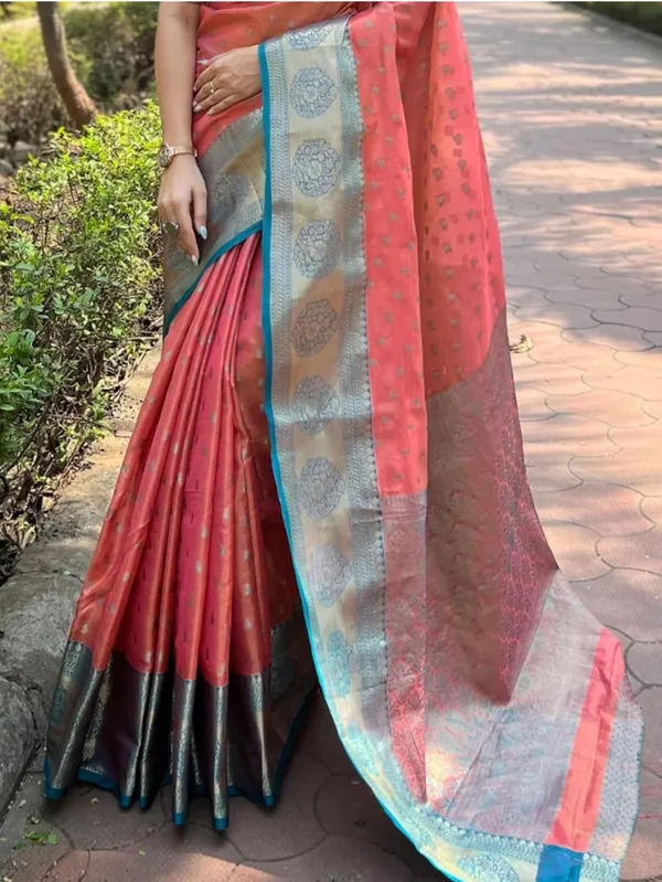 Orange_Banarasi_Soft_Silk_Saree_For_Women