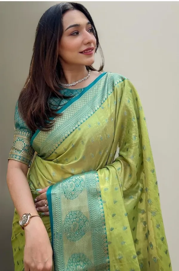 Parrot_Banarasi_Soft_Silk_Saree_For_Women