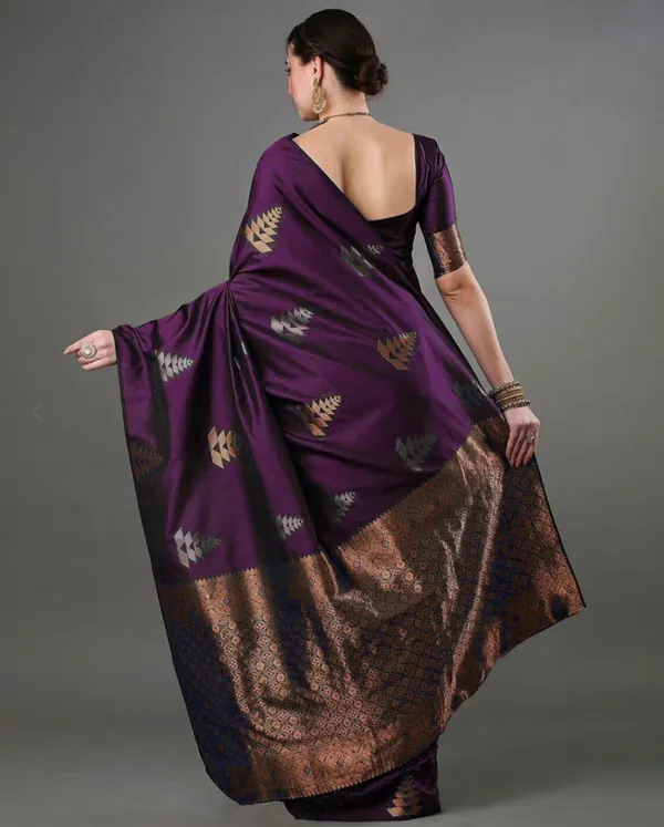 Wine_Banarasi_Soft_Silk_Saree_For_Women