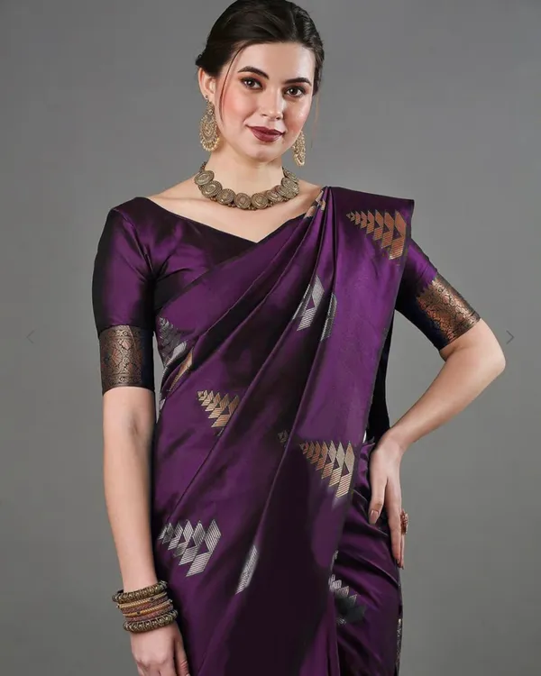 Wine_Banarasi_Soft_Silk_Saree_For_Women