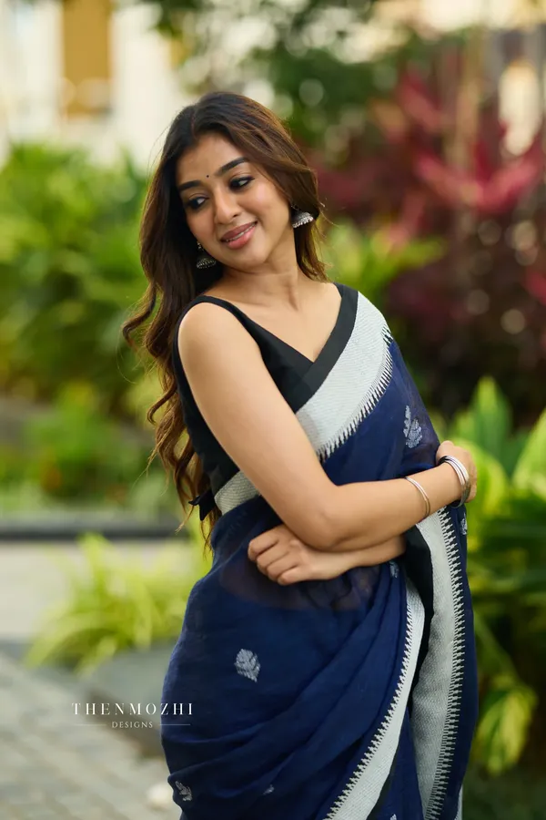 Navy_Blue_Linen_Slab_Saree_For_Women