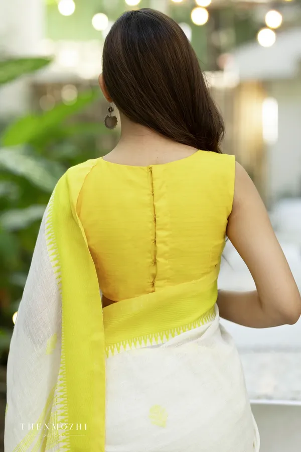White_&_Yellow_Linen_Slab_Saree_For_Women