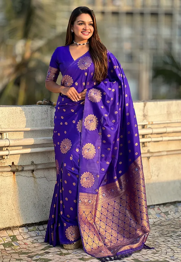 Royal_Blue_Banarasi_Soft_Silk_Saree_For_Women