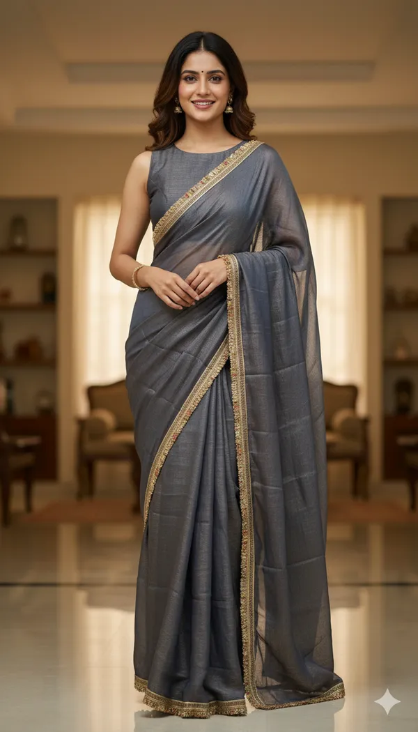 Grey_Chiffon_Saree_For_Women