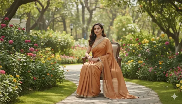 Orange_Chiffon_Saree_For_Women