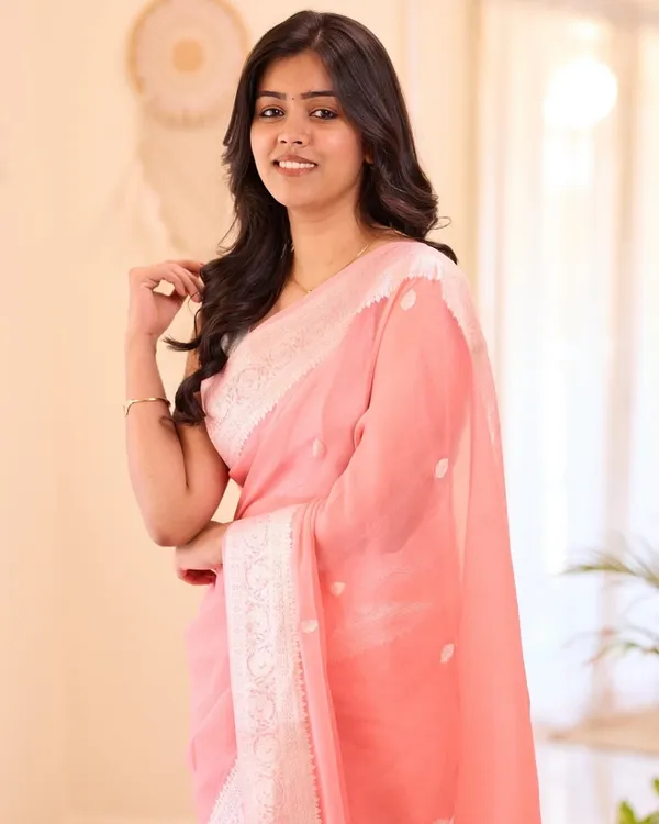 Peach_Linen_Slab_Saree_For_Women