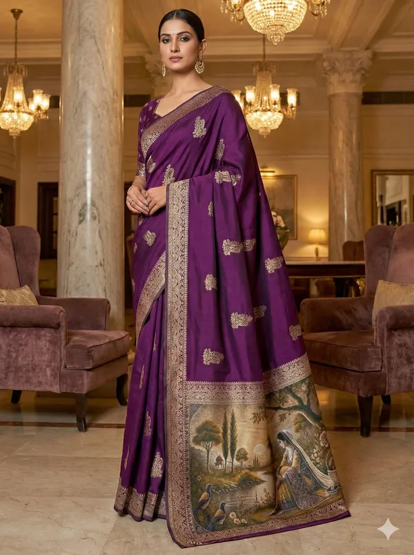 Purple_Banarasi_Soft_Silk_Saree_For_Women