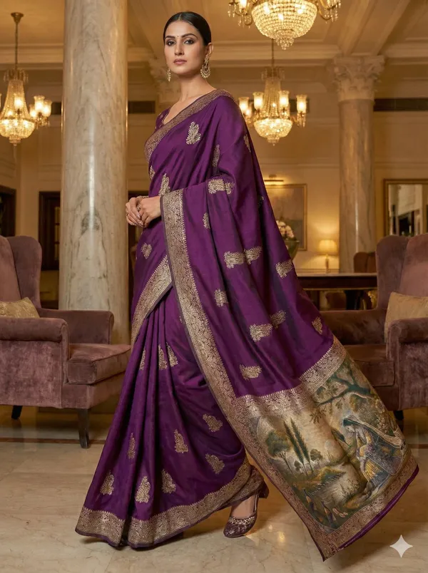 Purple_Banarasi_Soft_Silk_Saree_For_Women