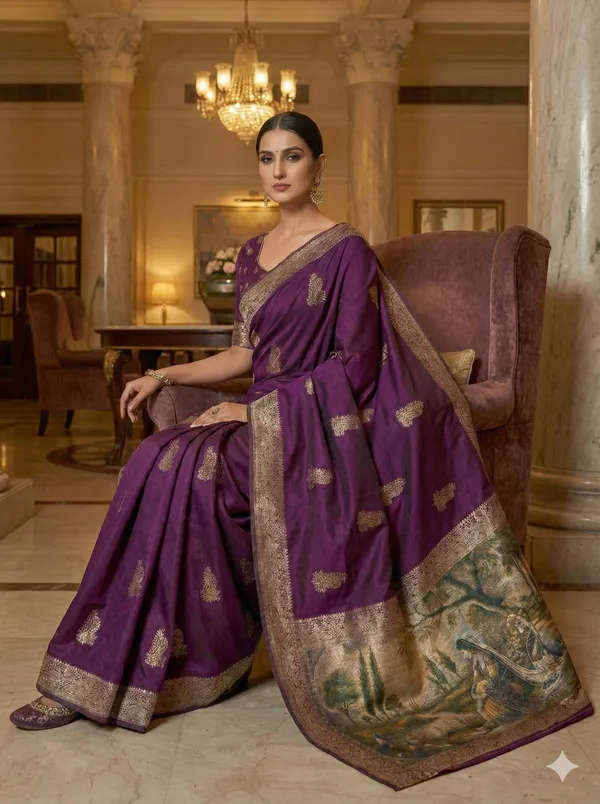 Purple_Banarasi_Soft_Silk_Saree_For_Women