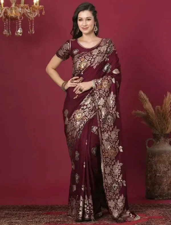 Maroon_Banarasi_Soft_Silk_Saree_For_Women