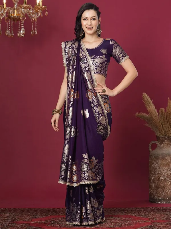 Wine_Banarasi_Soft_Silk_Saree_For_Women
