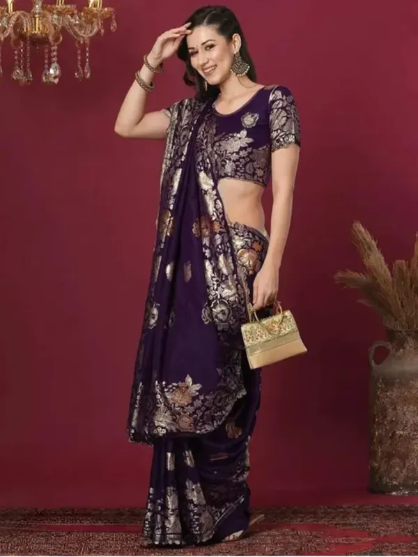 Wine_Banarasi_Soft_Silk_Saree_For_Women
