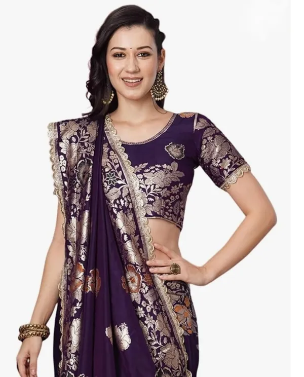 Wine_Banarasi_Soft_Silk_Saree_For_Women