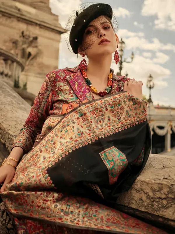Black_Banarasi_Soft_Saree_For_Women