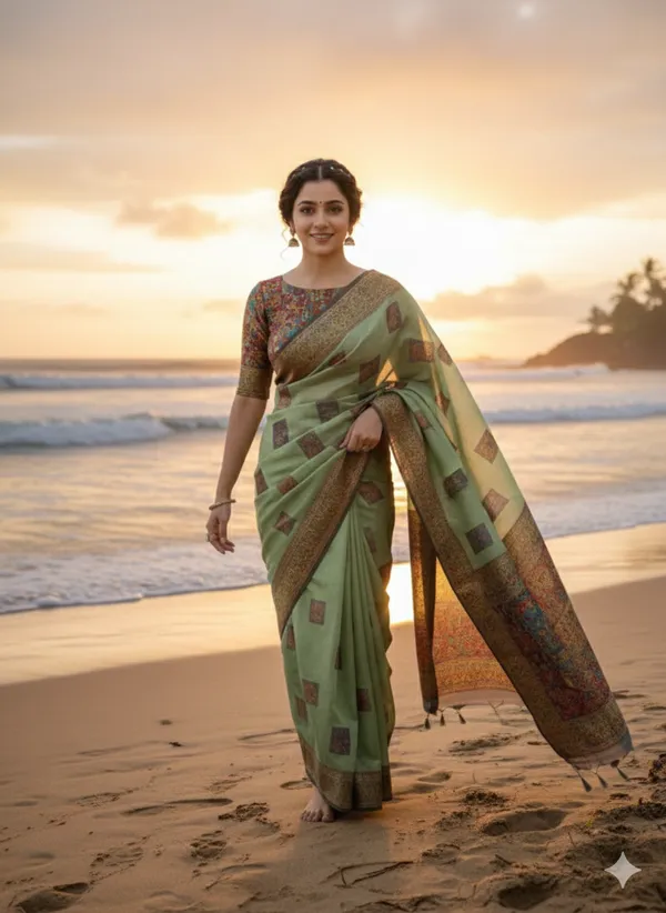 Pista_Banarasi_Soft_Saree_For_Women