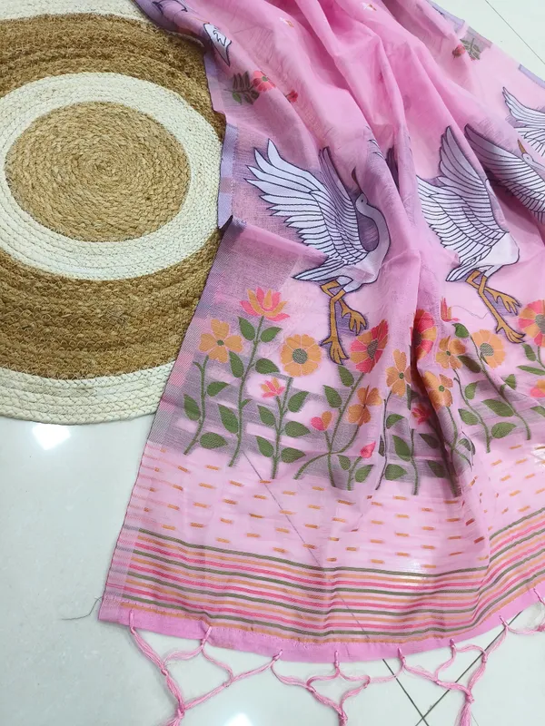 Pink_Linen_Slab_Saree_For_Women