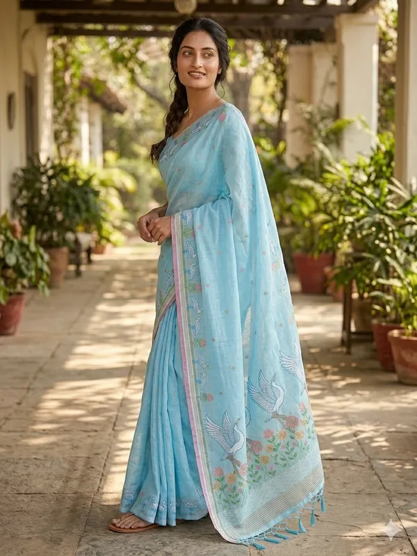 Sky_Linen_Slab_Saree_For_Women