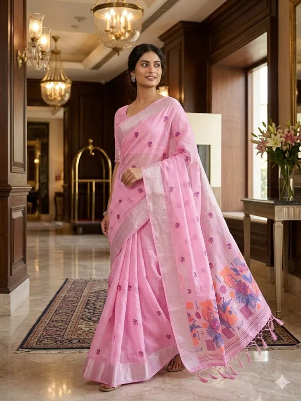 Baby_Pink_Linen_Slab_Saree_For_Women