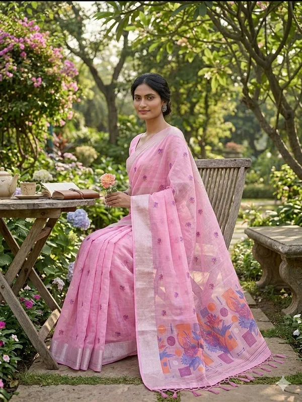 Baby_Pink_Linen_Slab_Saree_For_Women