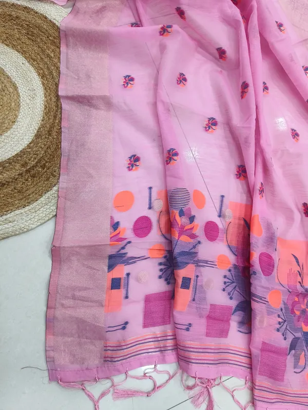 Baby_Pink_Linen_Slab_Saree_For_Women