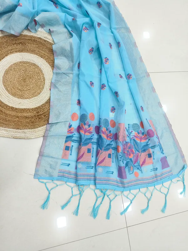 Sky_Linen_Slab_Saree_For_Women
