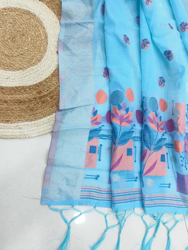 Sky_Linen_Slab_Saree_For_Women