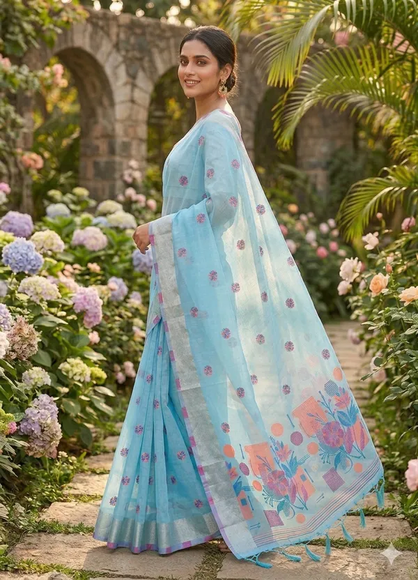 Sky_Linen_Slab_Saree_For_Women