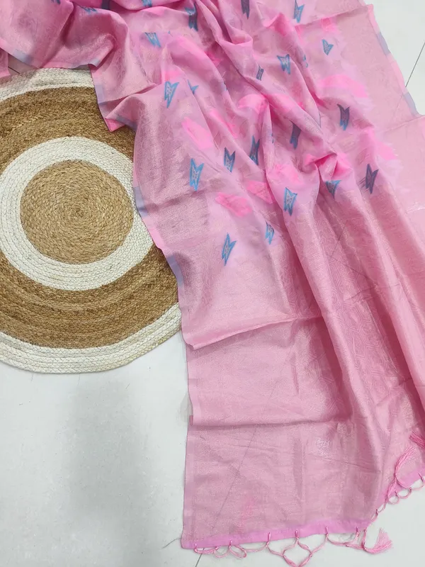 Pink_Linen_Slab_Saree_For_Women