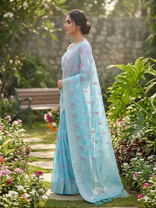 Sky_Linen_Slab_Saree_For_Women