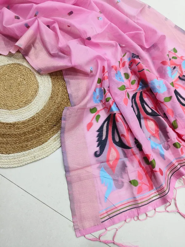 Baby_Pink_Linen_Slab_Saree_For_Women