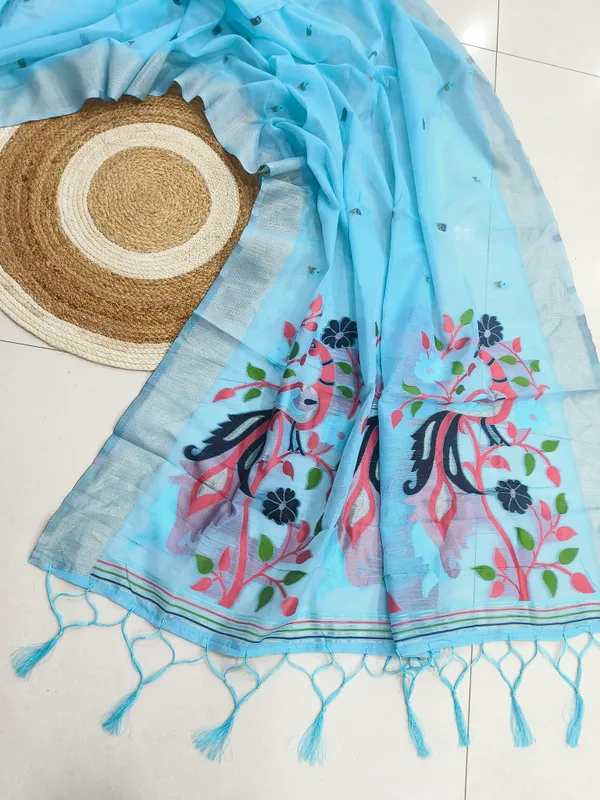 Sky_Linen_Slab_Saree_For_Women