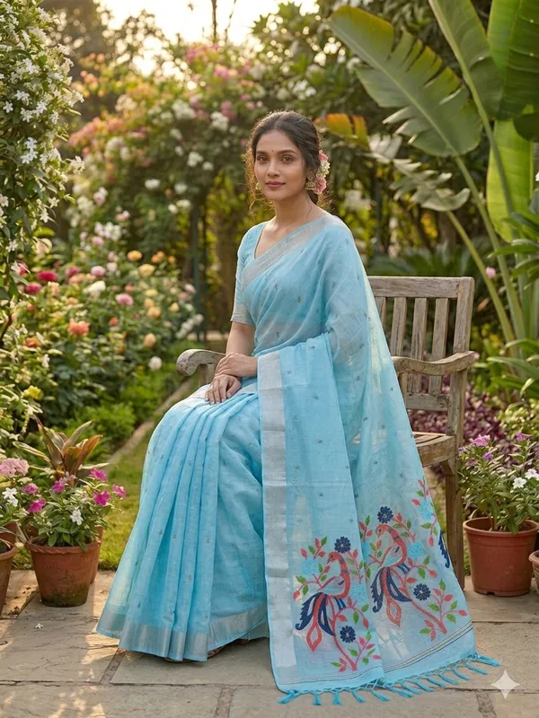 Sky_Linen_Slab_Saree_For_Women