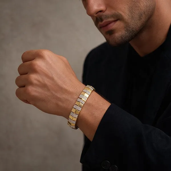 Gold_Copper_Brass_Link_Bracelet_For_Men