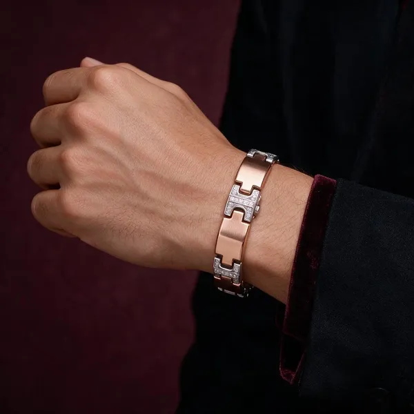 Gold_Copper_Brass_Link_Bracelet_For_Men