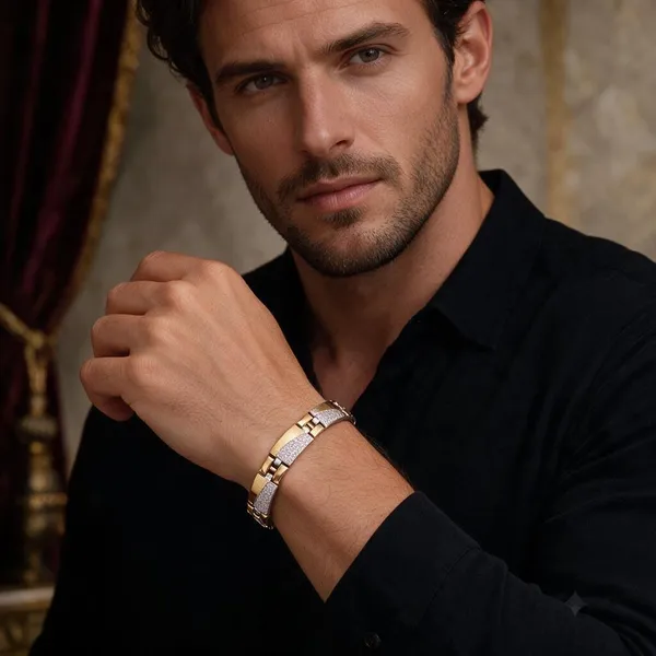 Gold_Copper_Brass_Link_Bracelet_For_Men