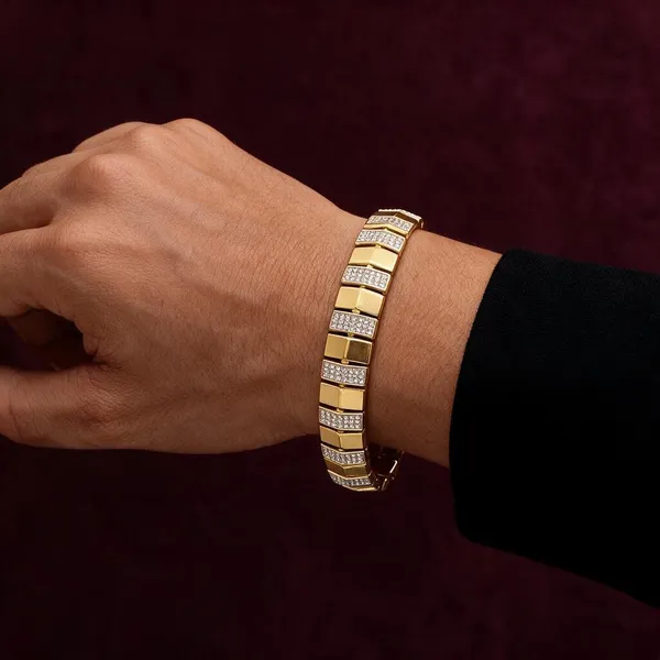 Gold_Copper_Brass_Polished_Link_Bracelet_For_Men