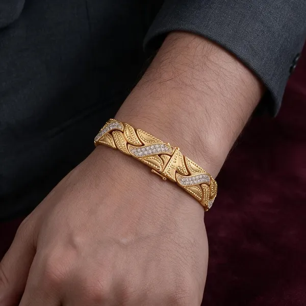 Gold_Copper_Brass_Polished_Link_Bracelet_For_Men