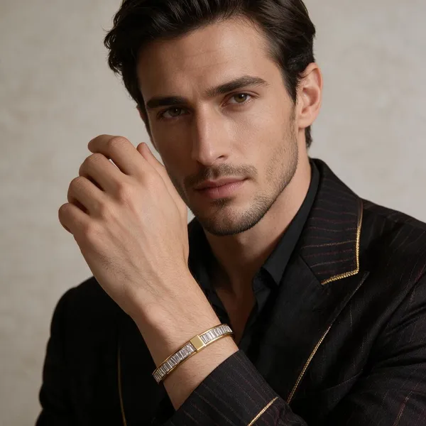 Gold_Copper_Brass_Delicate_Sparkling_Bracelet_For_Men