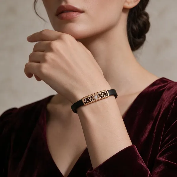 Black_Copper_Brass_Delicate_Sparkling_Bracelet_For_Women