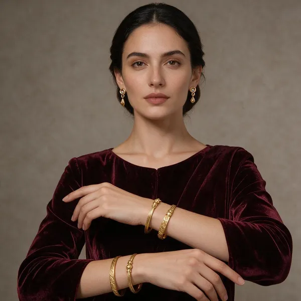 Gold_Copper_Brass_Ethnic_Jhumka_Earrings_And_Bangle_For_Women