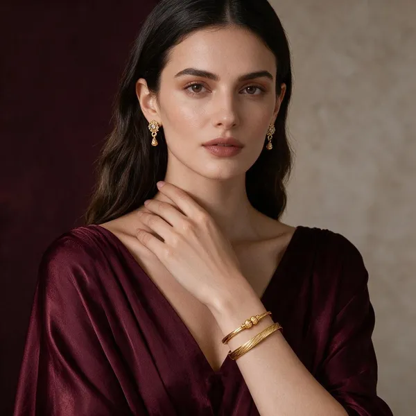 Gold_Copper_Brass_Ethnic_Jhumka_Earrings_And_Bangle_For_Women